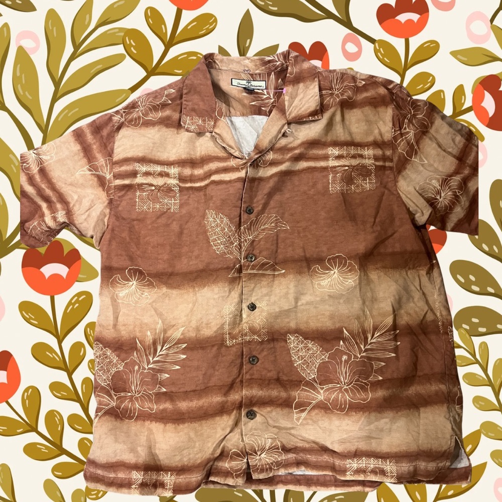 Tommy Bahama Brown and Tan Floral Shirt